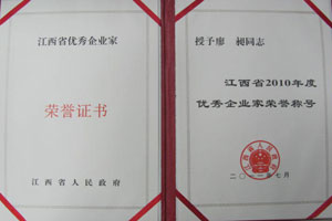 江西省2010年度優(yōu)秀企業(yè)家榮譽(yù)稱號